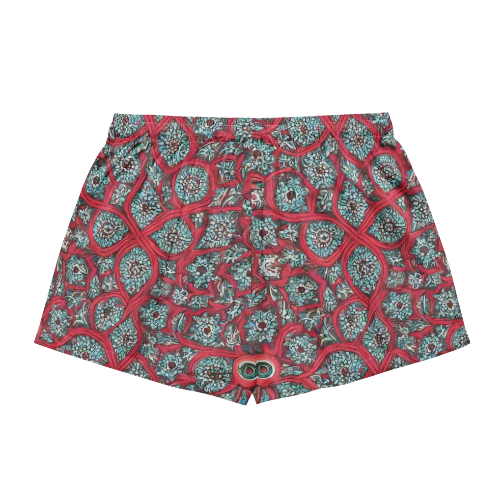 Crimson Mosaic on Women's Pajama Shorts — Back