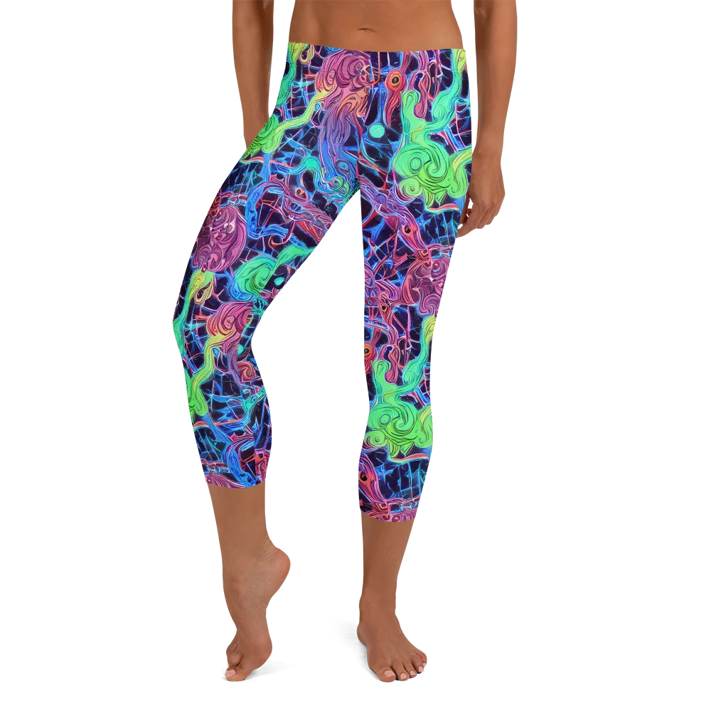 Prismatic Predators on Capri Leggings — Front