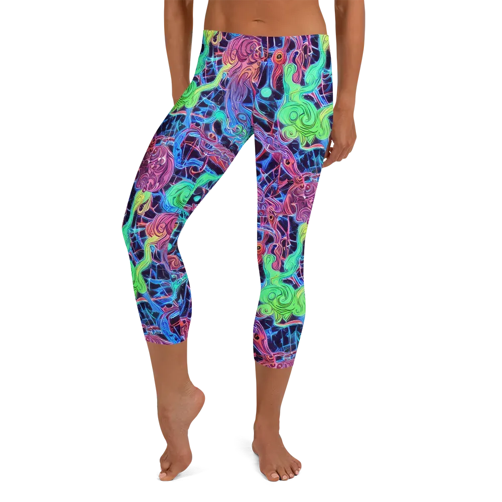 Prismatic Predators on Capri Leggings — Front