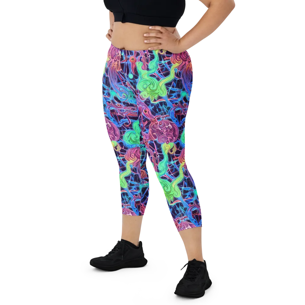 Prismatic Predators on Capri Leggings — Front