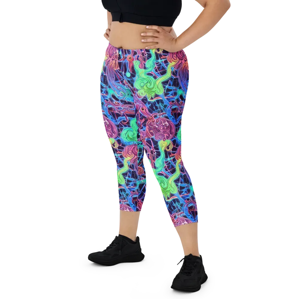 Prismatic Predators on Capri Leggings — Front