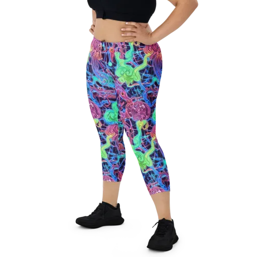 Prismatic Predators on a Capri Leggings