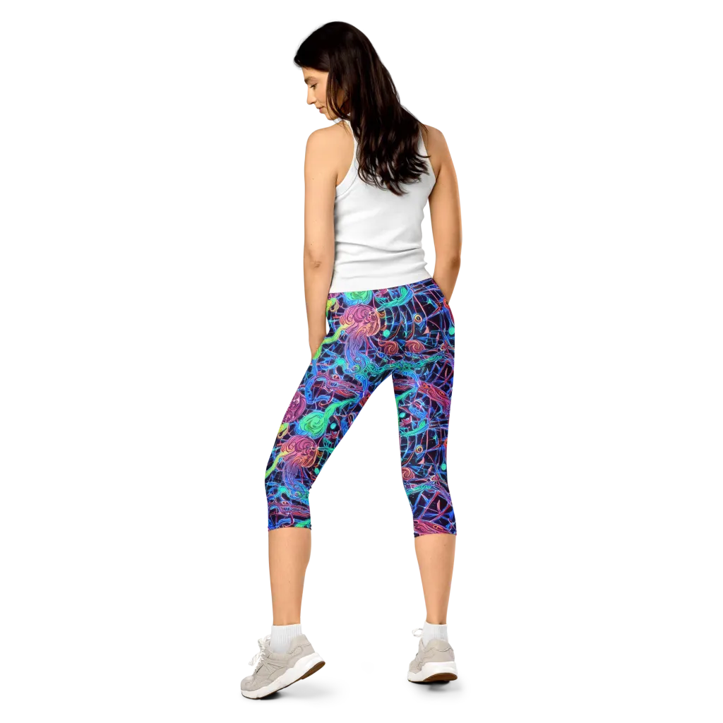 Prismatic Predators on Capri Leggings — Back