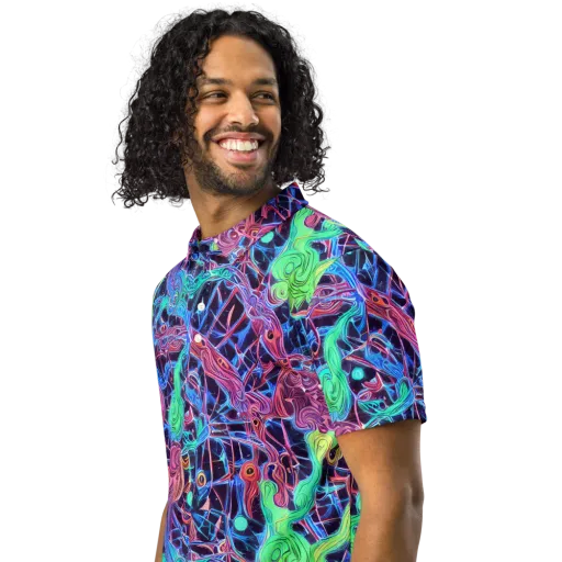 Prismatic Predators on a Men's Slim Fit Polo Shirt