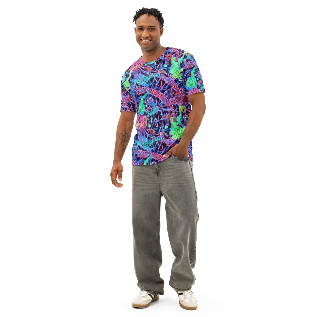 Prismatic Predators on Men's Cotton Crew Neck T-Shirt — Front