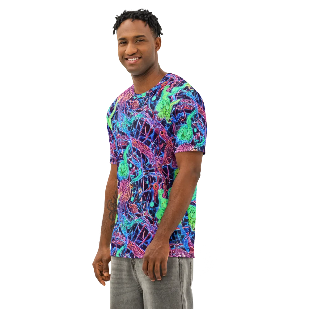 Prismatic Predators on Men's Cotton Crew Neck T-Shirt — Left Front