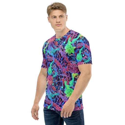 Prismatic Predators on a Men's Crew Neck T-Shirt