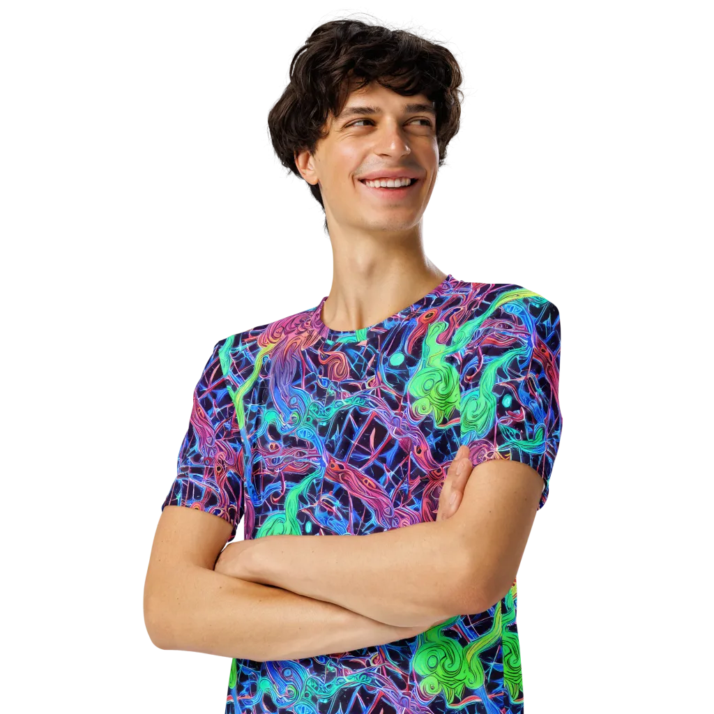 Prismatic Predators on Men's Crew Neck T-Shirt — Left Front