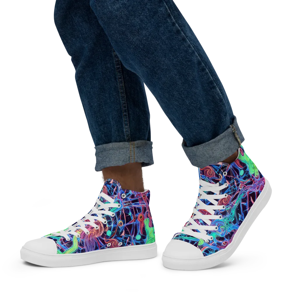 Prismatic Predators on Men's High Top Canvas Shoes — Left