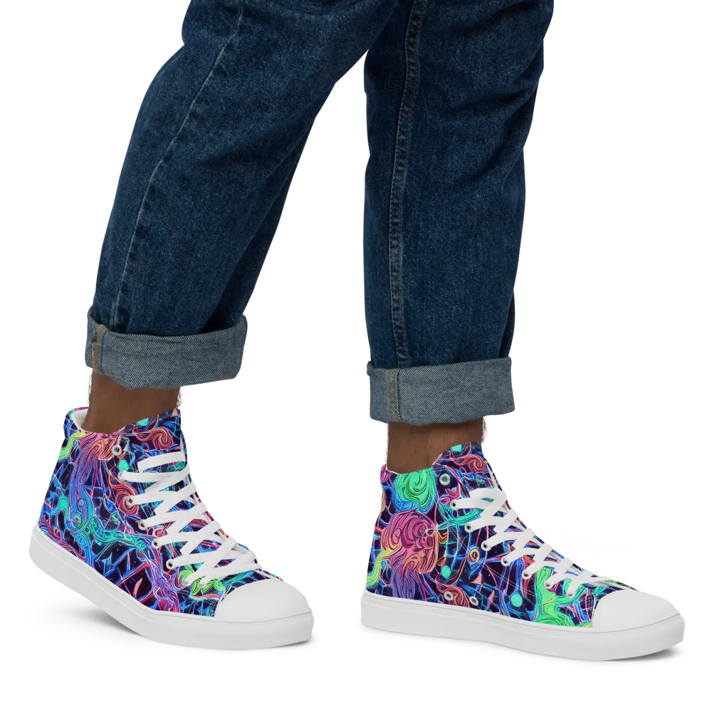 Prismatic Predators on Men's High Top Canvas Shoes — Right