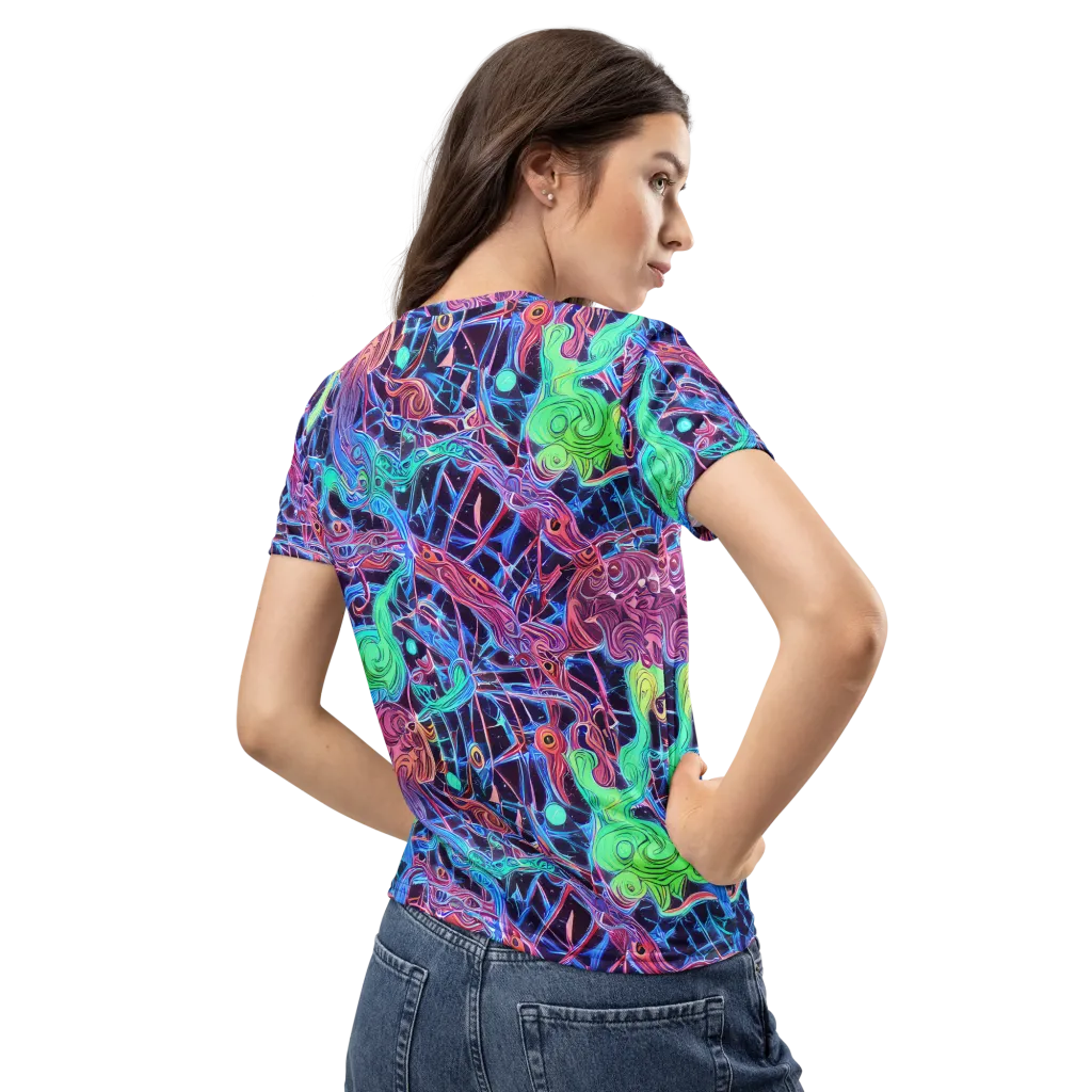 Prismatic Predators on Women's Crew Neck T-Shirt — Back