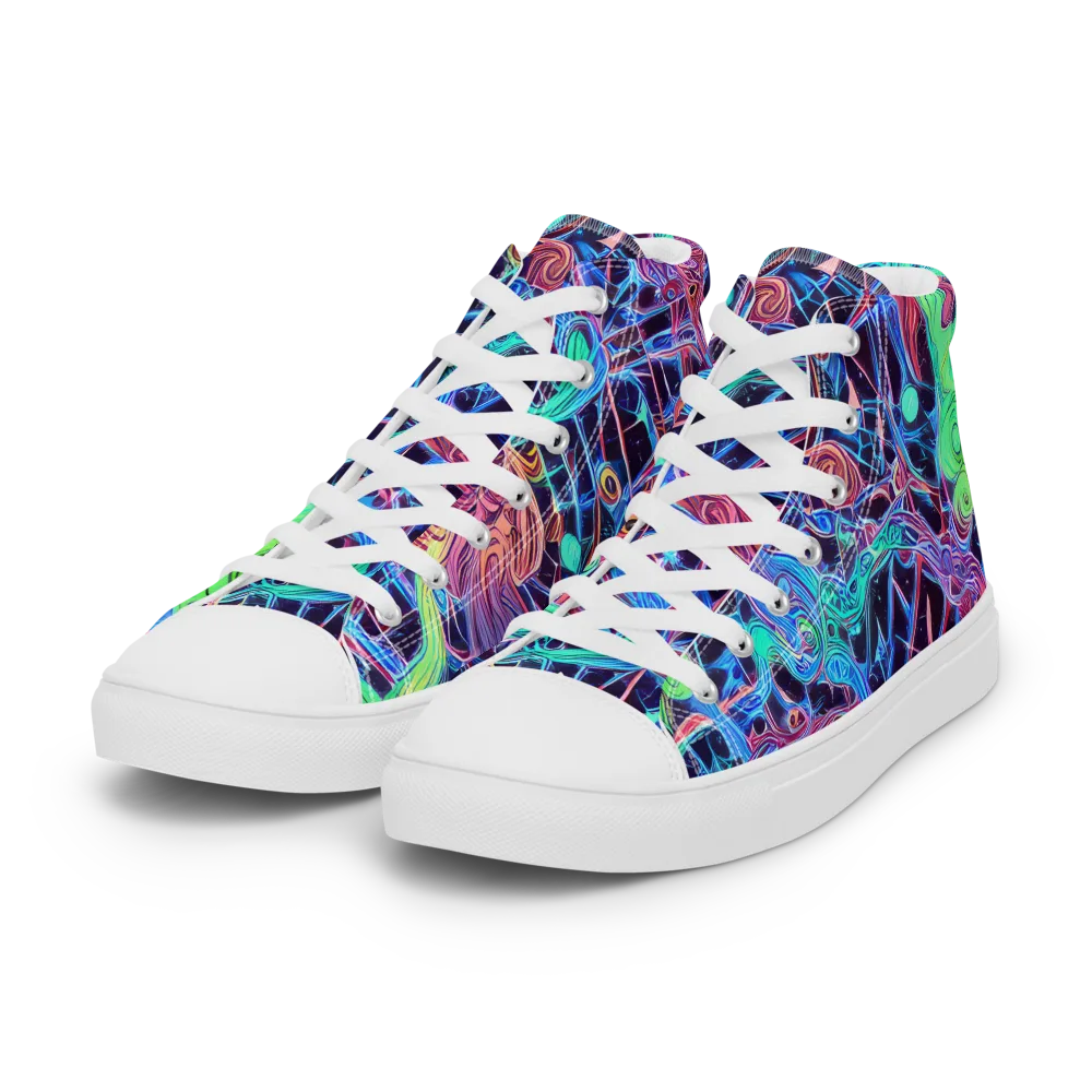 Prismatic Predators on Women's High Top Canvas Shoes — Left Front
