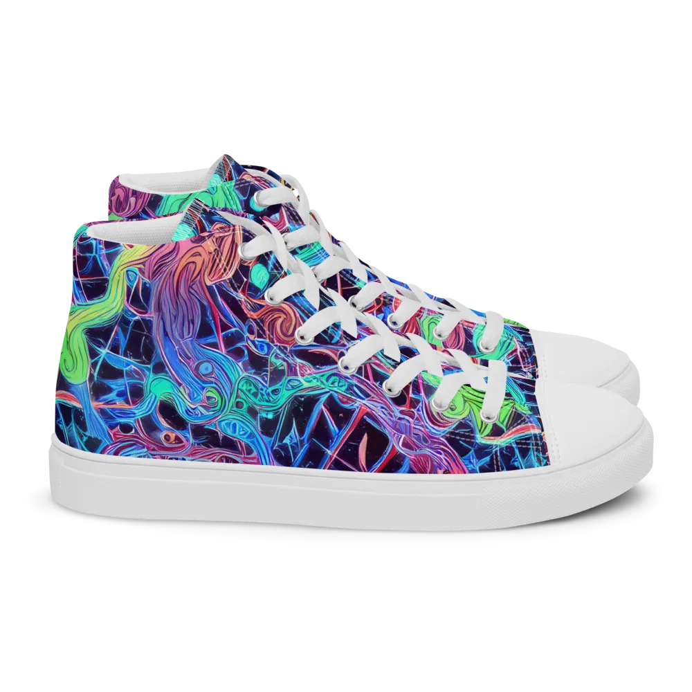 Prismatic Predators on Women's High Top Canvas Shoes — Right