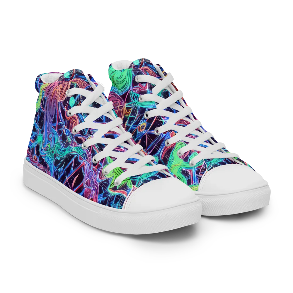 Prismatic Predators on Women's High Top Canvas Shoes — Right Front