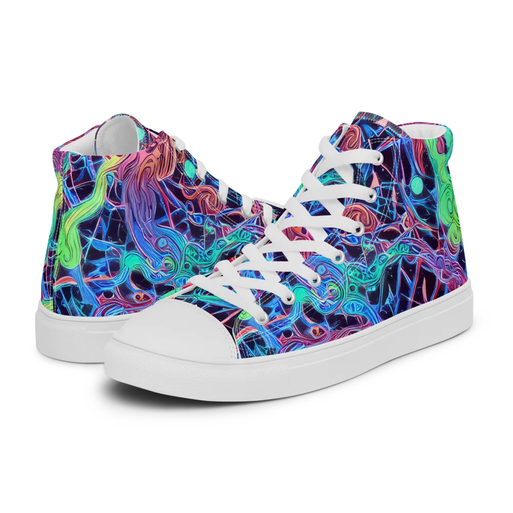 Prismatic Predators on Women's High Top Canvas Shoes — Left