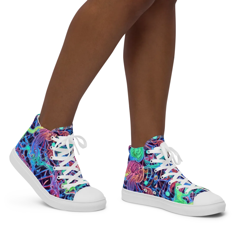Prismatic Predators on Women's High Top Canvas Shoes — Right
