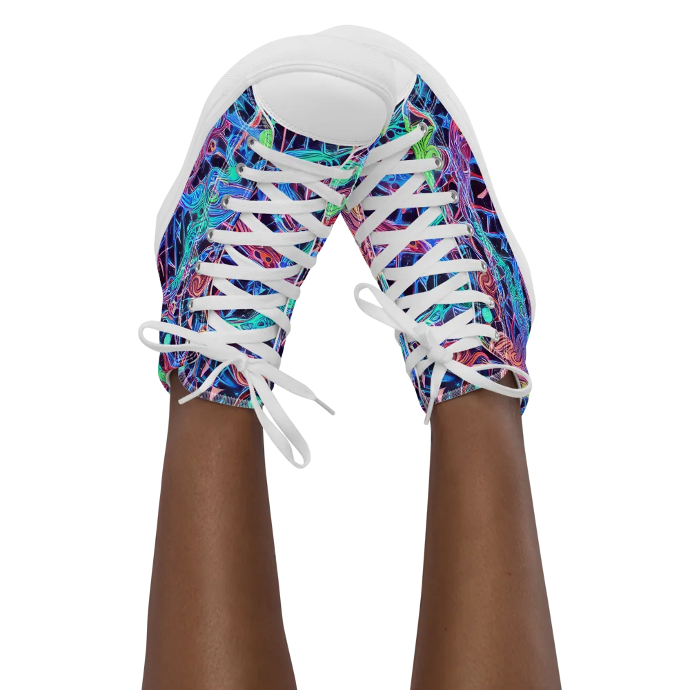 Prismatic Predators on Women's High Top Canvas Shoes — Front