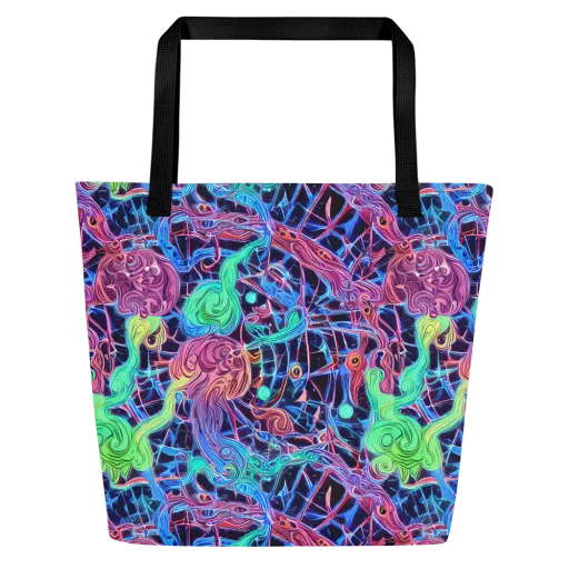 Prismatic Predators on a Large Tote Bag W/ Pocket
