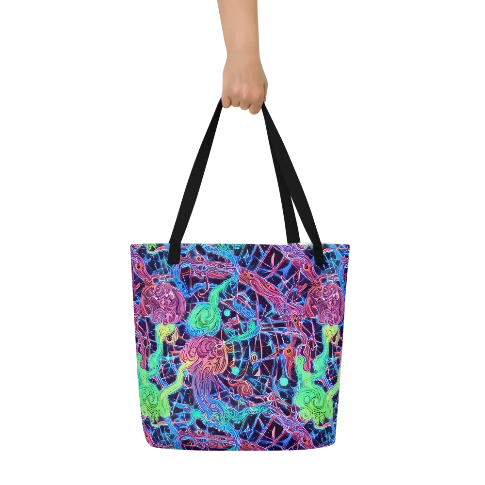 Prismatic Predators on Large Tote Bag W/ Pocket — Front