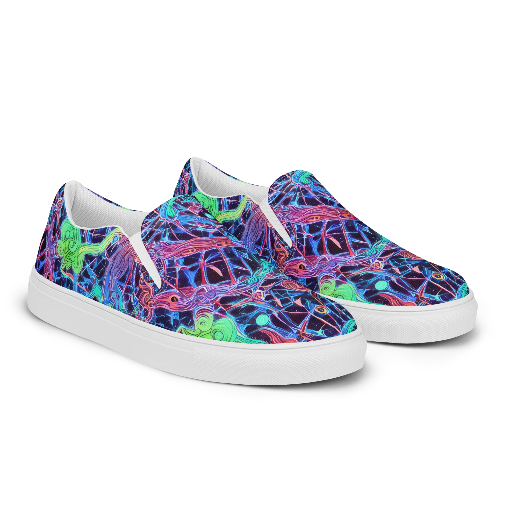 Prismatic Predators on Women's Slip-On Canvas Shoes — Right Front