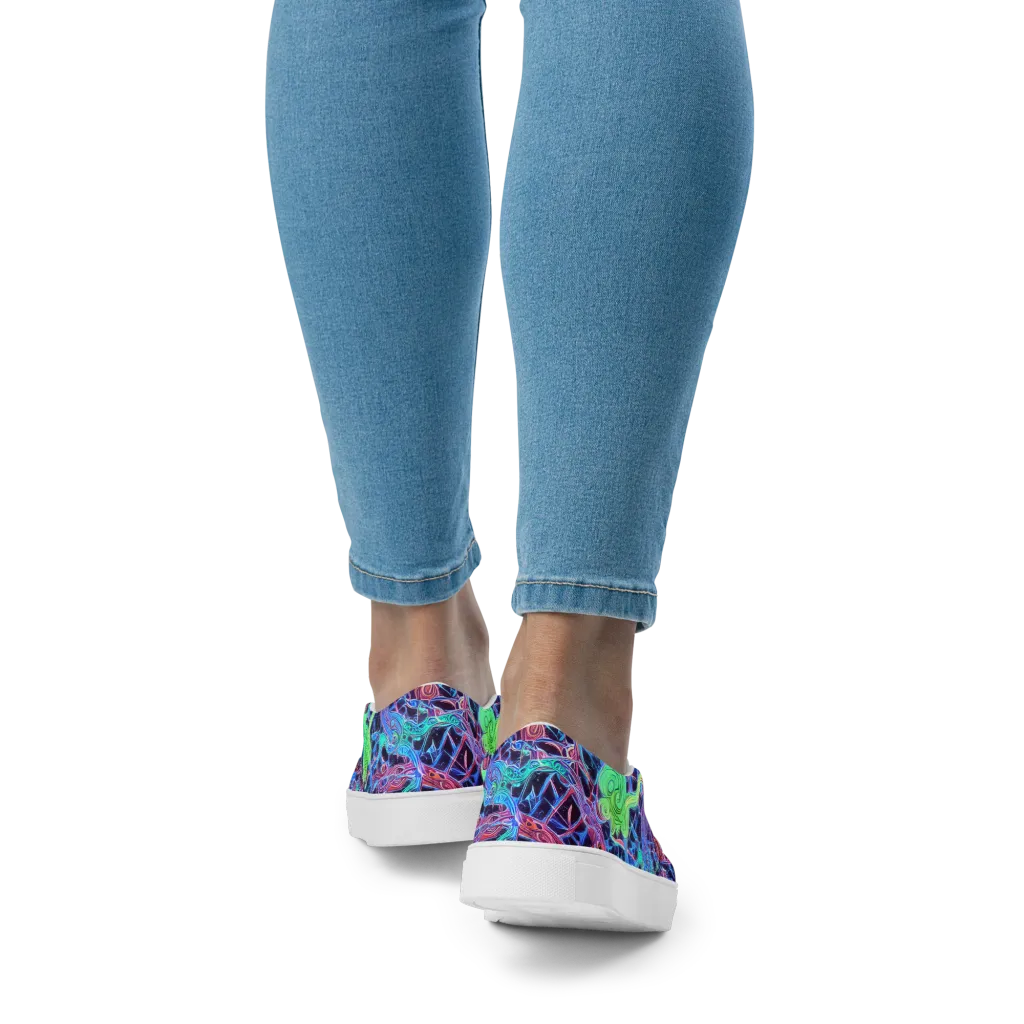 Prismatic Predators on Women's Slip-On Canvas Shoes — Back