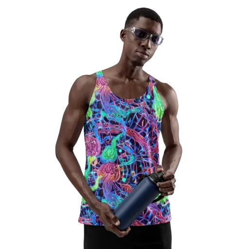 Prismatic Predators on a Men's Tank Top