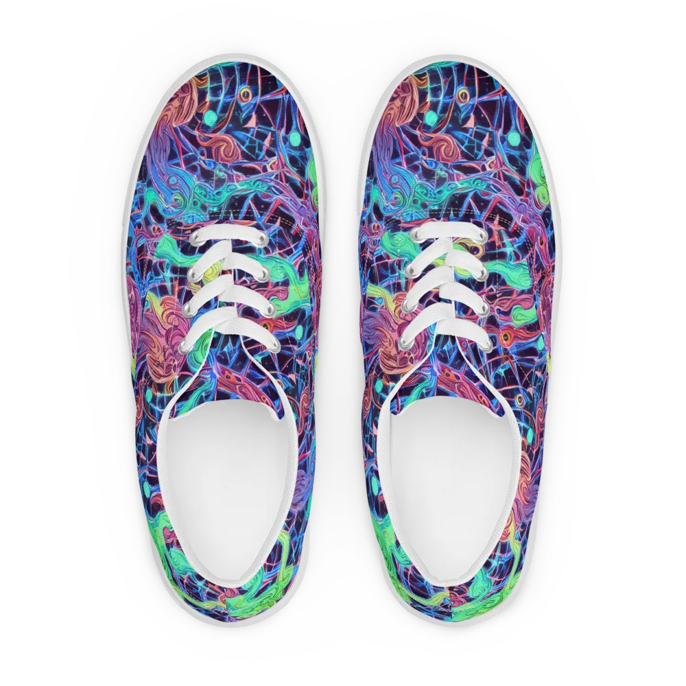 Prismatic Predators on Men's Lace-Up Canvas Shoes — Front
