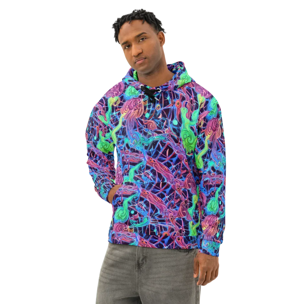 Prismatic Predators on Cotton Hoodie — Left Front