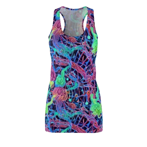 Prismatic Predators on a Racerback Dress