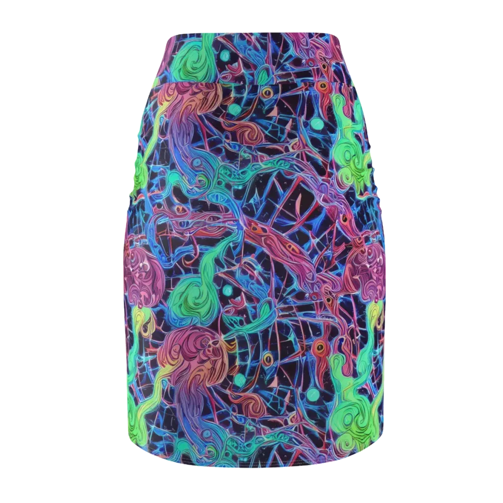 Prismatic Predators on Pencil Skirt — Back