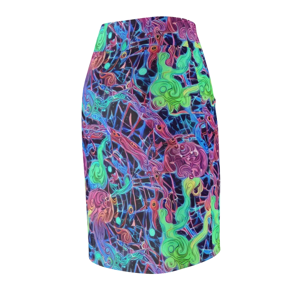Prismatic Predators on Pencil Skirt — Back Side