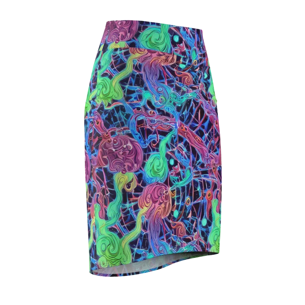 Prismatic Predators on Pencil Skirt — Front Side