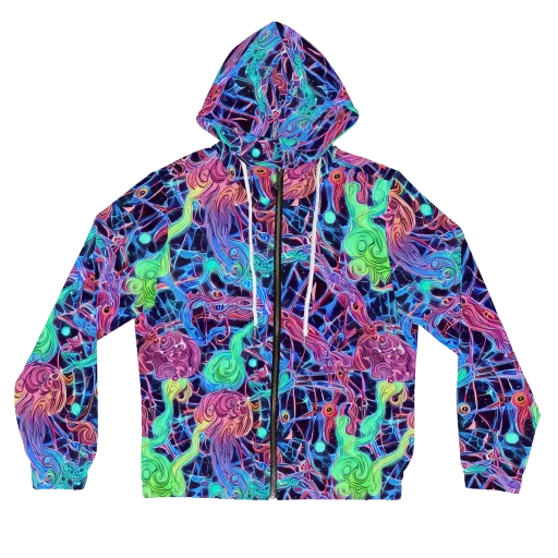 Prismatic Predators on a Women's Full-Zip Hoodie