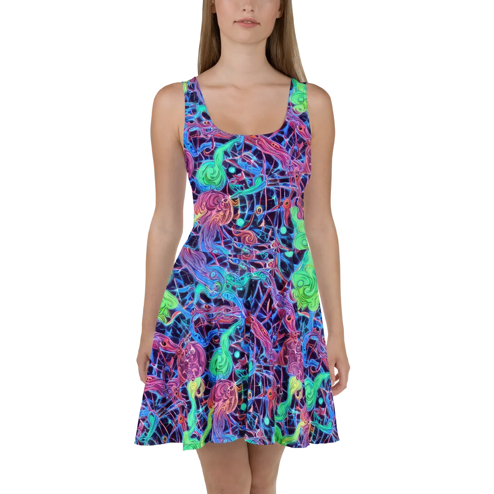 Prismatic Predators on Skater Dress — Front