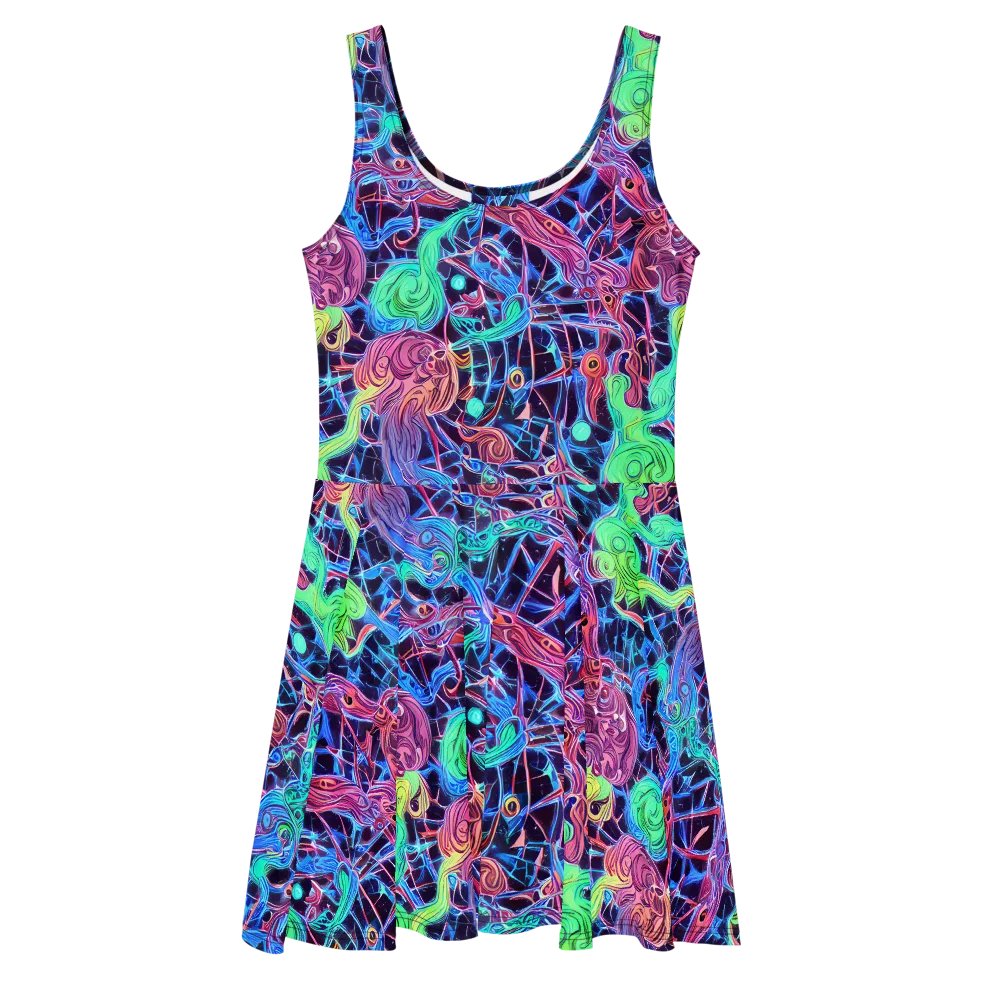 Prismatic Predators on Skater Dress — Front