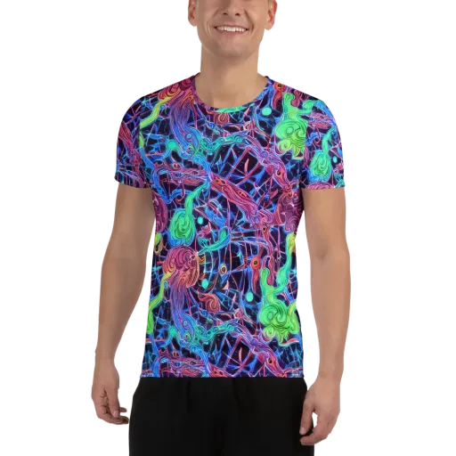 Prismatic Predators on a Men's Athletic T-Shirt