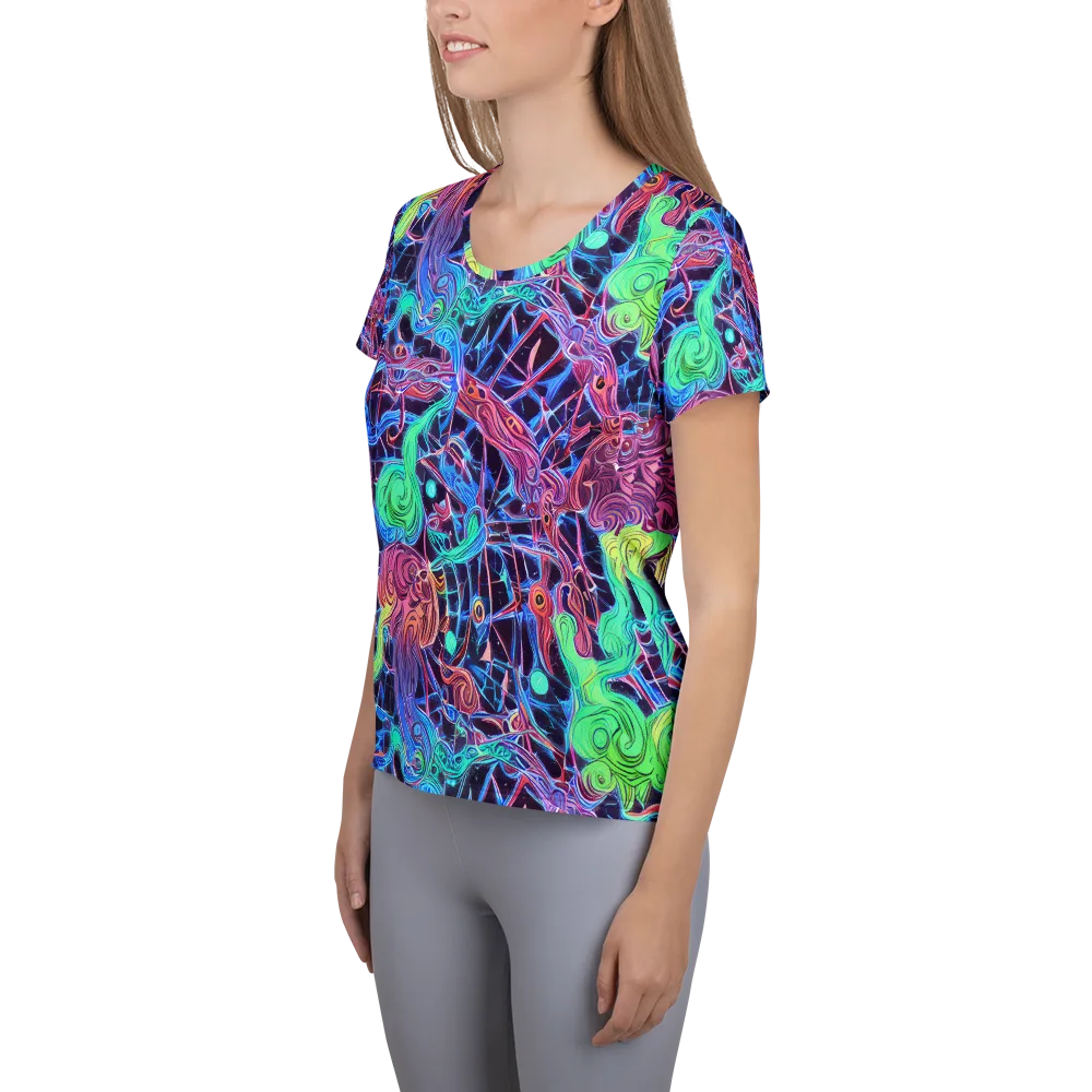 Prismatic Predators on Women's Athletic T-Shirt — Left