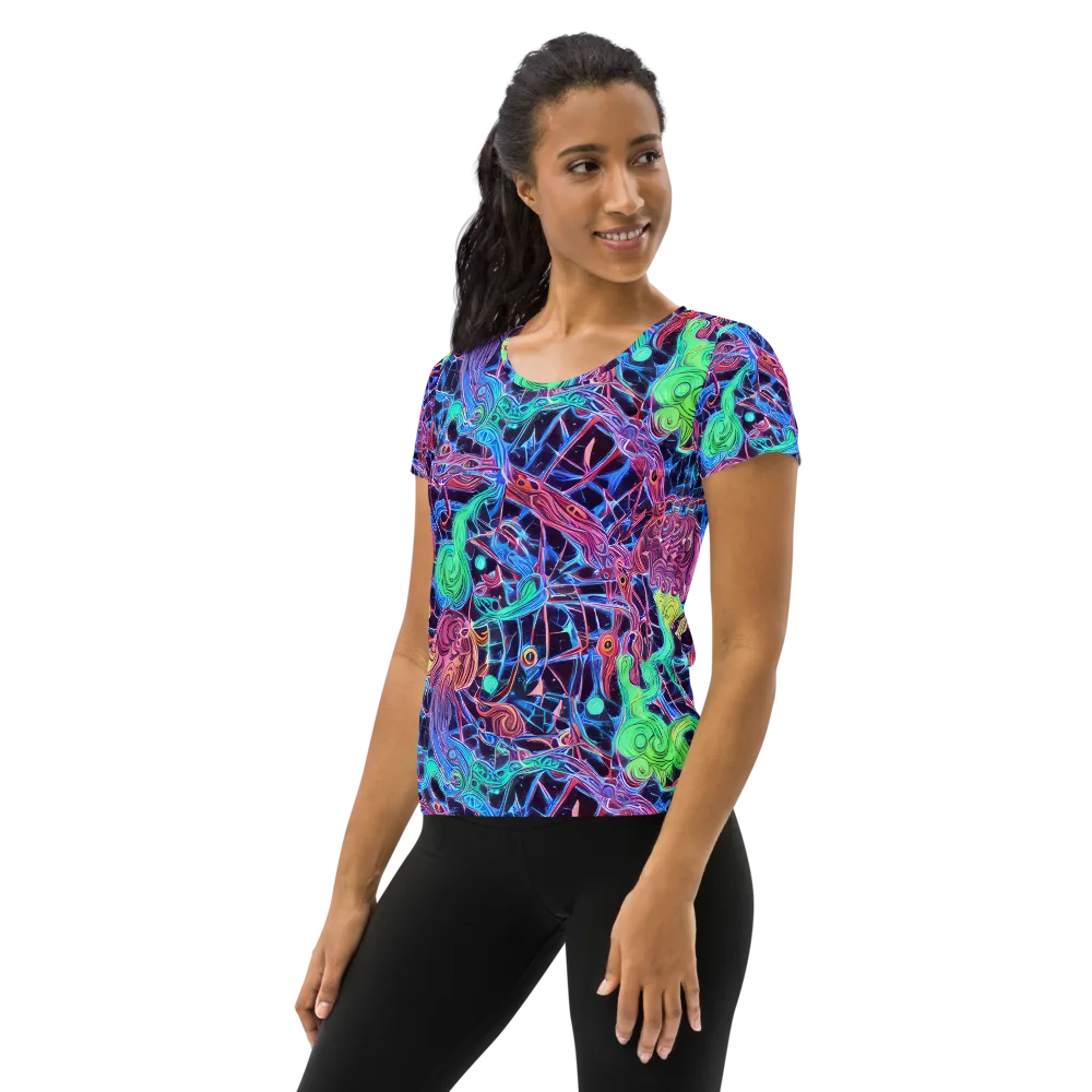 Prismatic Predators on Women's Athletic T-Shirt — Left