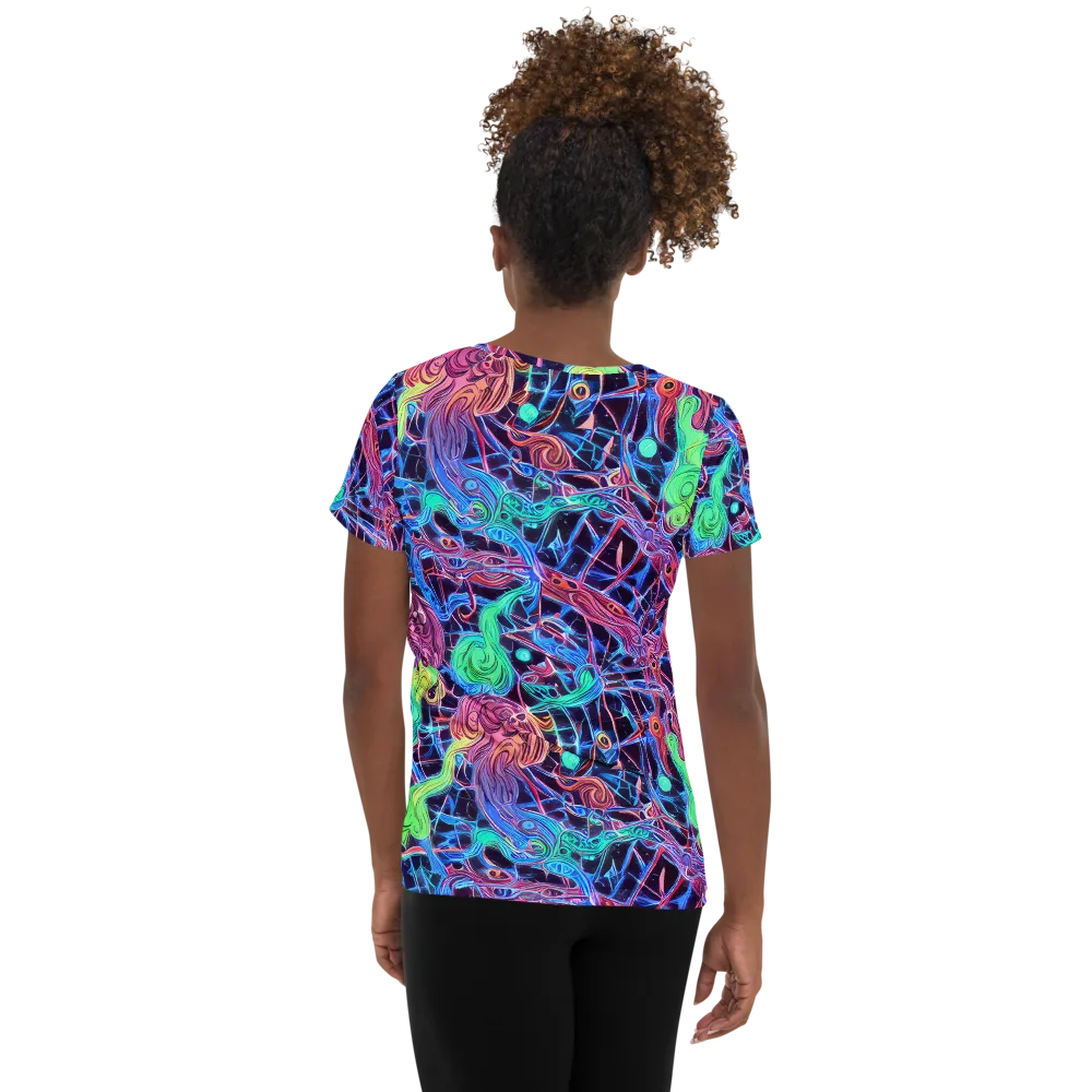 Prismatic Predators on Women's Athletic T-Shirt — Back