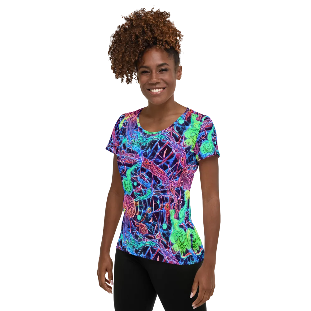 Prismatic Predators on Women's Athletic T-Shirt — Left