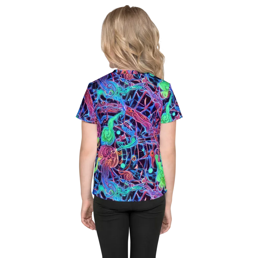 Prismatic Predators on Kids Crew Neck T-Shirt — Back