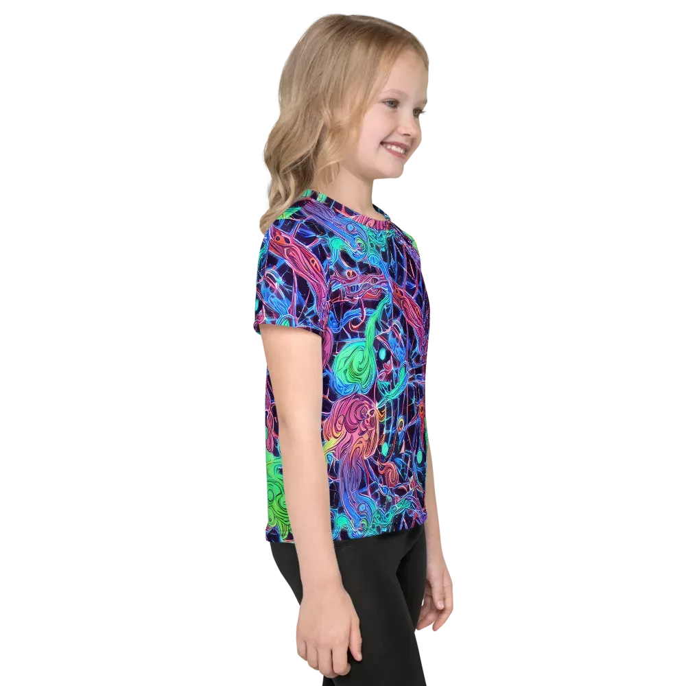 Prismatic Predators on Kids Crew Neck T-Shirt — Right