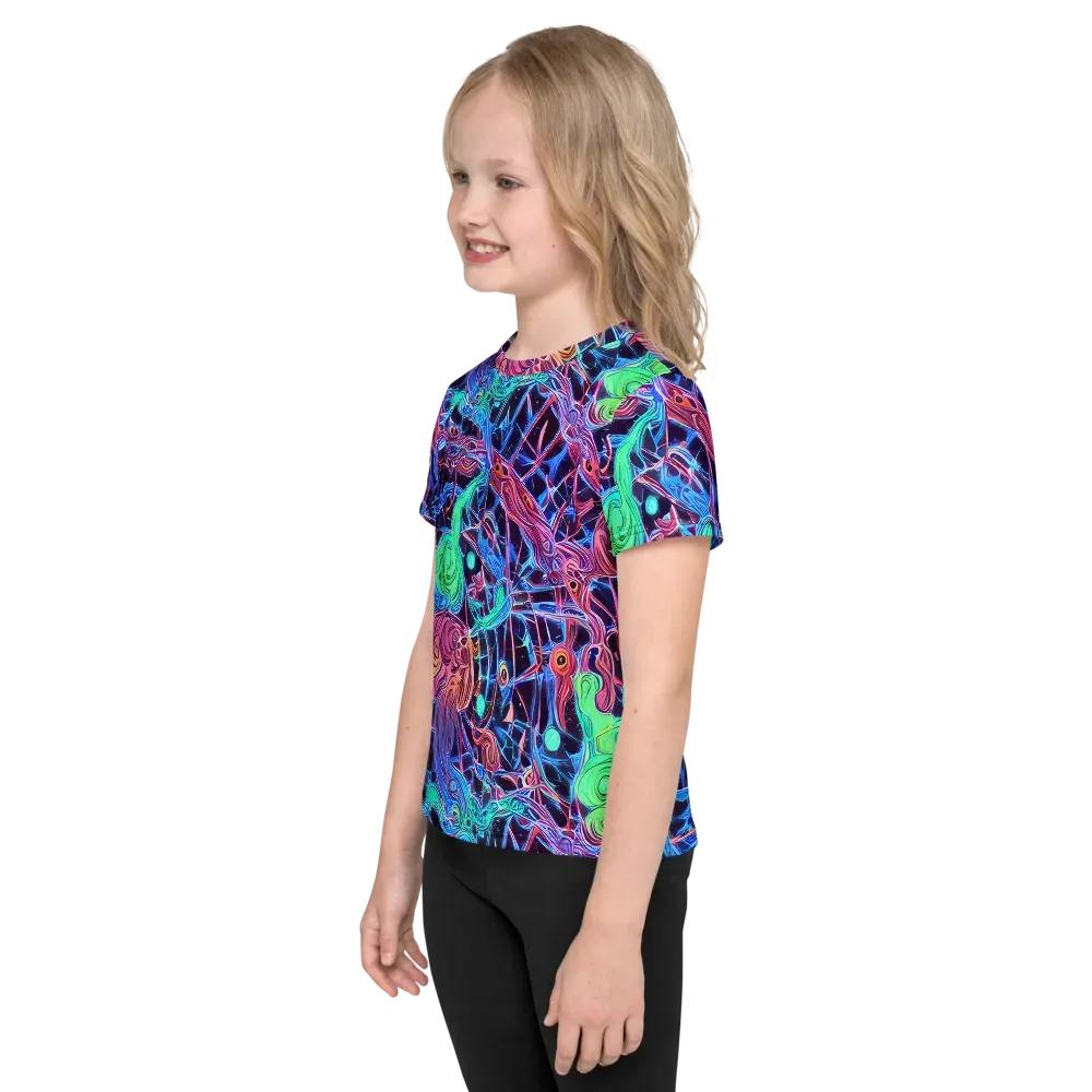 Prismatic Predators on Kids Crew Neck T-Shirt — Left