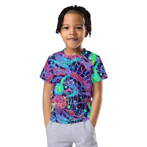Prismatic Predators on a Kids Crew Neck T-Shirt