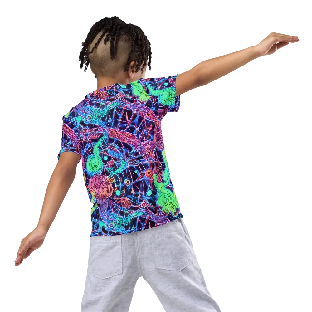 Prismatic Predators on Kids Crew Neck T-Shirt — Back