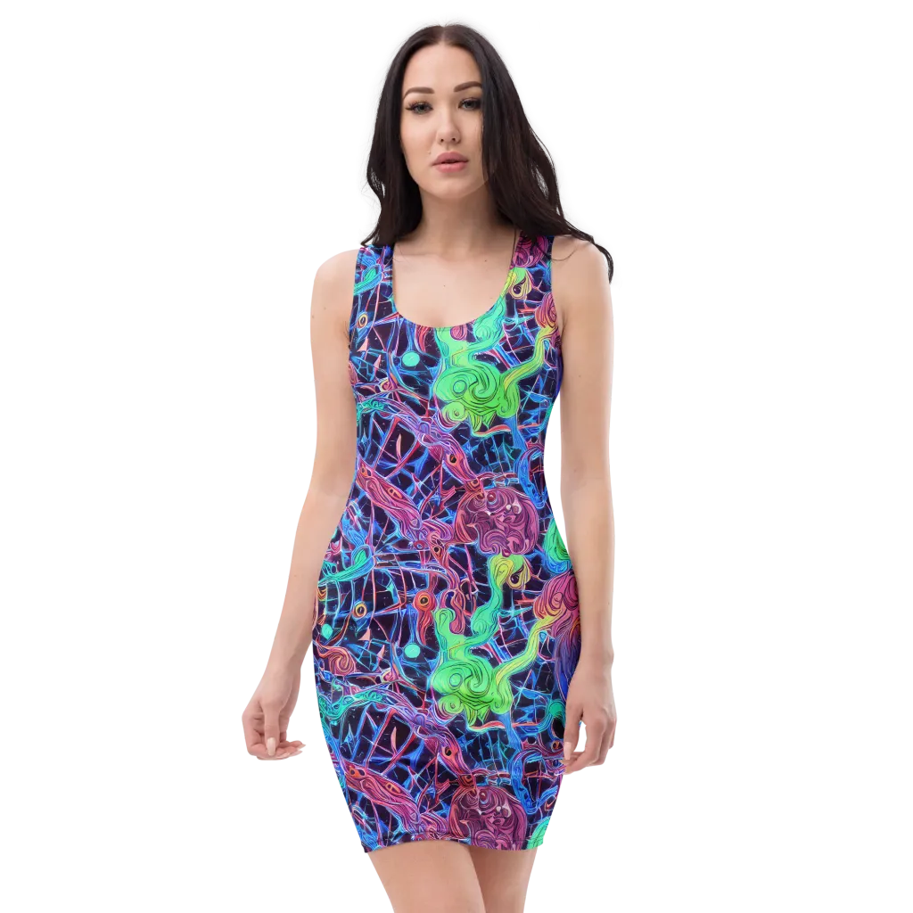 Prismatic Predators on Bodycon Dress — Front