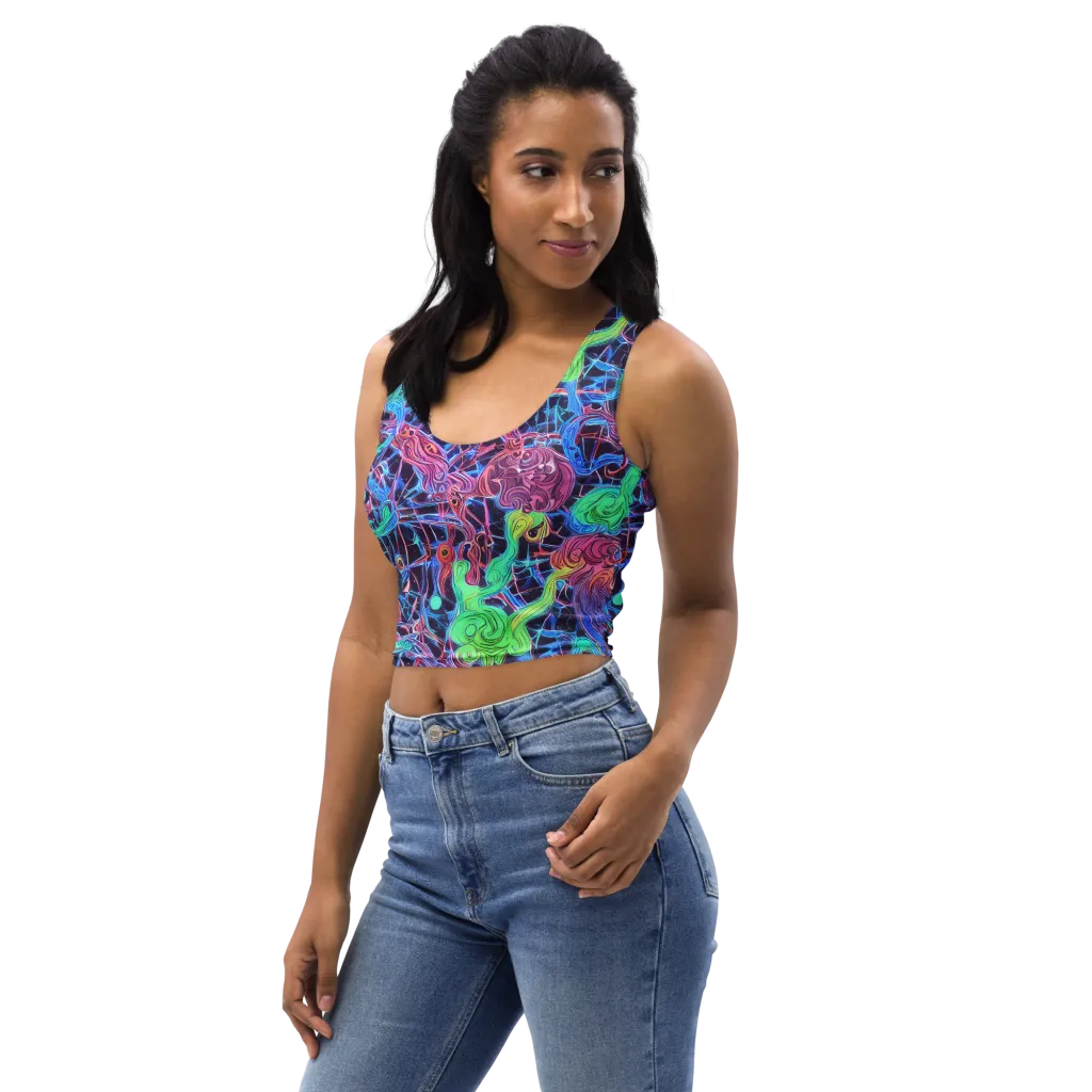 Prismatic Predators on Crop Top — Left Front