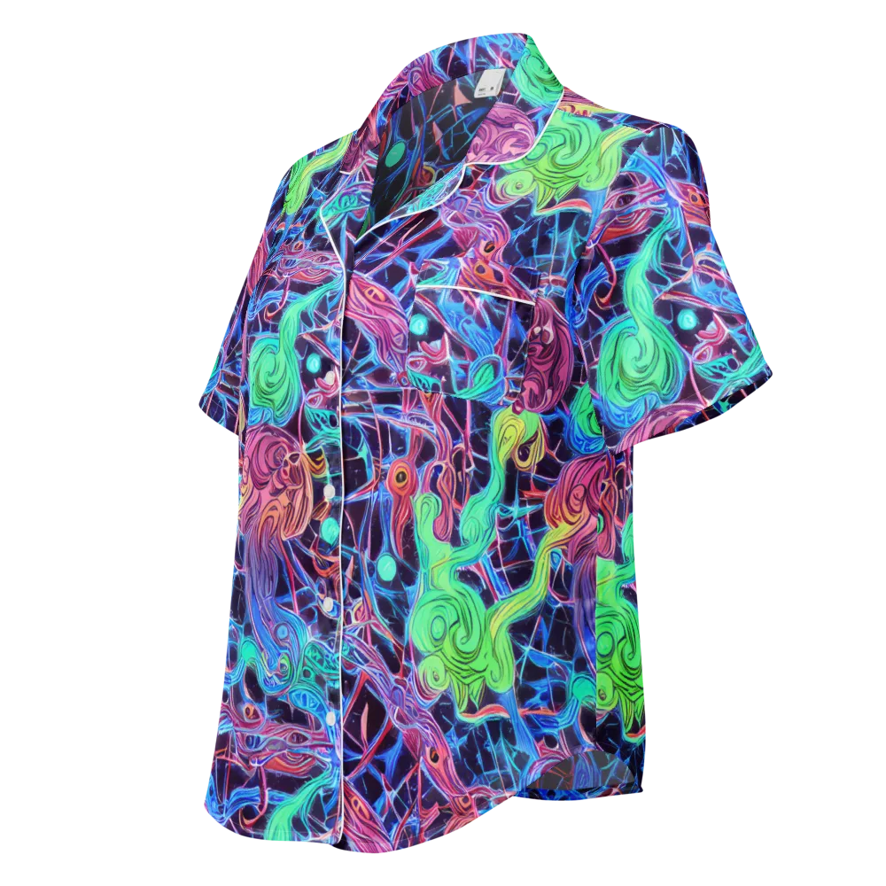 Prismatic Predators on Women's Short Sleeve Pajama Top — Left Front