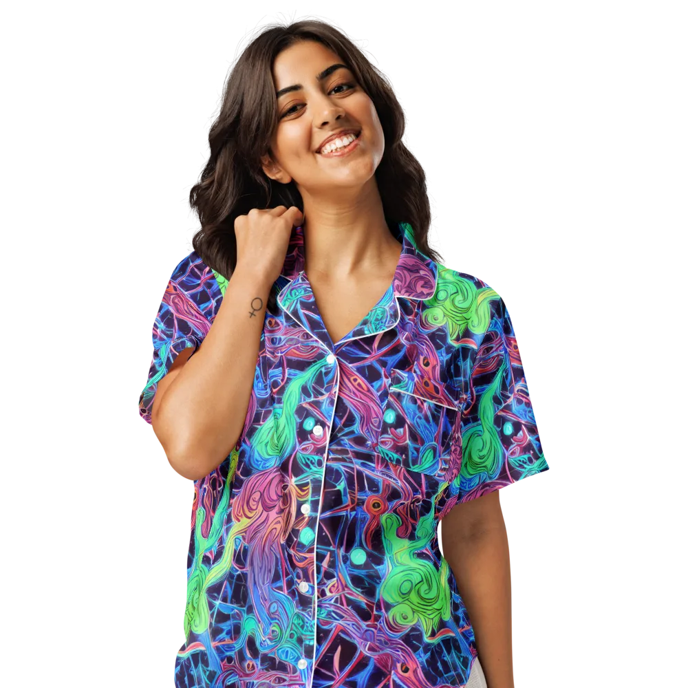 Prismatic Predators on Women's Short Sleeve Pajama Top — Front