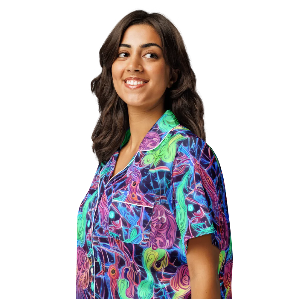 Prismatic Predators on Women's Short Sleeve Pajama Top — Left Front